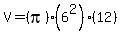 +V=%28pi%29%286%5E2%29%2812%29+