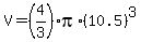 +V+=+%284%2F3%29%2Api%2A%2810.5%29%5E3