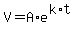 +V+=+A%2Ae%5E%28+k%2At+%29+