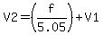 +V2+=+%28f+%2F+5.05%29+%2B+V1+