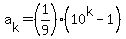+a%5Bk%5D+=+%281%2F9%29%2810%5Ek+-+1%29+