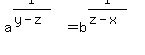 +a%5E%281%2F%28y-z%29%29+=+b%5E%281%2F+%28z-x%29%29