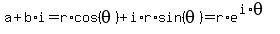 +a+%2B+b%2Ai++=+r%2Acos%28theta%29+%2B+i%2Ar%2Asin%28theta%29+=++r%2Ae%5E%28i%2Atheta%29+