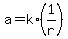 +a+=+k%2A%281%2Fr%29+