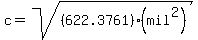 +c=+sqrt+%28%28622.3761%29+%28mil%5E2%29%29+