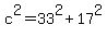 +c%5E2+=+33%5E2+%2B+17%5E2+