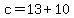 +c+=+13+%2B+10+