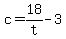 +c+=+18%2Ft+-+3+
