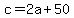 +c+=+2a+%2B+50+