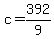 +c+=+392%2F9+
