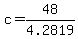 +c+=+48%2F4.2819+