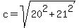 +c+=+sqrt%28+20%5E2+%2B+21%5E2+%29+