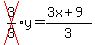 +cross%283%2F3%29y=%283x%2B9%29%2F3