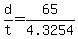 +d%2Ft+=+65%2F4.3254+