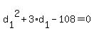 +d%5B1%5D%5E2+%2B+3%2Ad%5B1%5D+-+108+=+0+