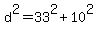 +d%5E2+=+33%5E2+%2B+10%5E2+