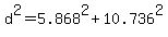 +d%5E2+=+5.868%5E2+%2B+10.736%5E2+