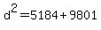 +d%5E2+=+5184+%2B+9801+