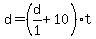 +d+=+%28+d%2F1+%2B+10+%29%2At+
