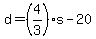 +d+=+%284%2F3%29%2As+-+20+