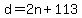 +d+=+2n+%2B+113+