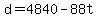 +d+=+4840+-+88t+