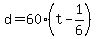 +d+=+60%2A%28+t+-+1%2F6++%29+