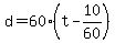 +d+=+60%2A%28+t+-+10%2F60++%29+