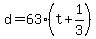 +d+=+63%2A%28+t+%2B+1%2F3+%29+