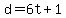 +d+=+6t+%2B+1+