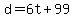 +d+=+6t+%2B+99+