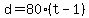 +d+=+80%2A%28+t-1%29+