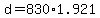 +d+=+830%2A1.921+