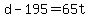 +d+-+195+=+65t+