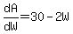 +dA%2FdW+=+30-2W+