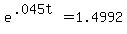 +e%5E%28+.045t+%29+=+1.4992+