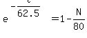 +e%5E%28-t%2F62.5%29+=+1+-+N%2F80+