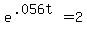 +e%5E%28.056t%29+=+2+