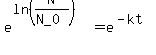 +e%5E%28ln+%28N%2F%28N_0%29%29%29+=+e%5E%28-kt%29+