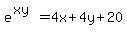 +e%5E%28xy%29+=+4x%2B4y%2B20+
