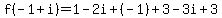 +f%28-1%2Bi%29=1-2i%2B%28-1%29%2B3-3i%2B3