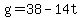 +g+=+38+-+14t+