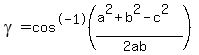 +gamma=cos%5E-1%28%28a%5E2%2Bb%5E2-c%5E2%29%2F%282ab%29%29