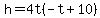 +h=4t%28-t%2B10%29+