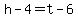 +h+-+4+=+t+-+6+