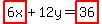 +highlight%286x%29+%2B+12y+=+highlight%2836%29+