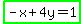 +highlight_green%28-x%2B4y+=+1%29