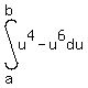 +int%28+u%5E4+-+u%5E6%2C+du%2C+a%2C+b%29