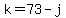 +k+=+73+-+j+