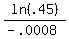 +ln%28.45%29%2F%28-.0008%29